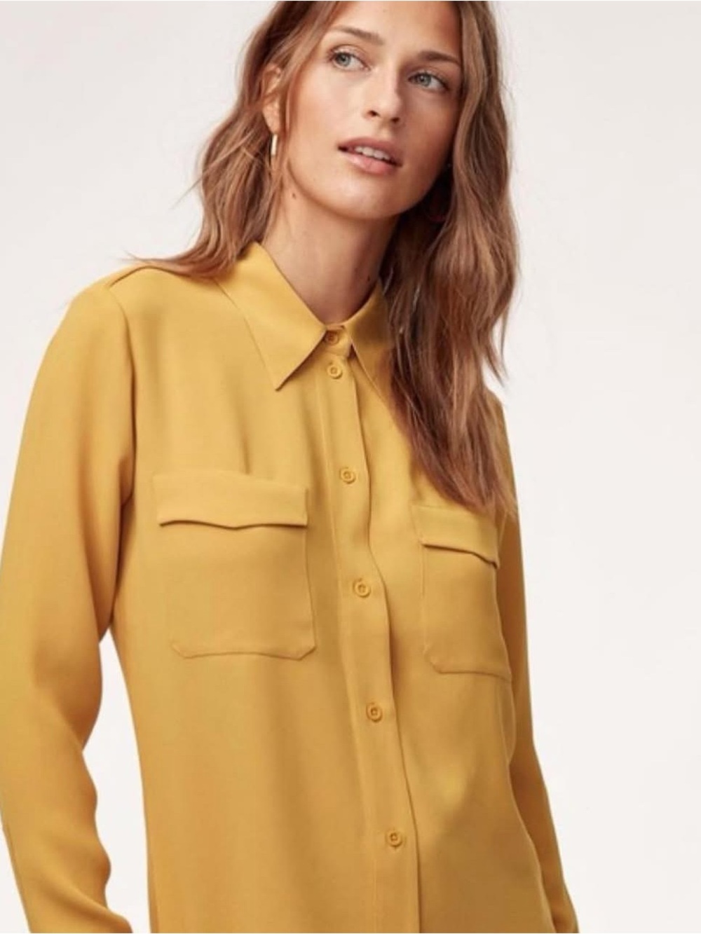 Aritzia Babaton Yellow Harrison Blouse